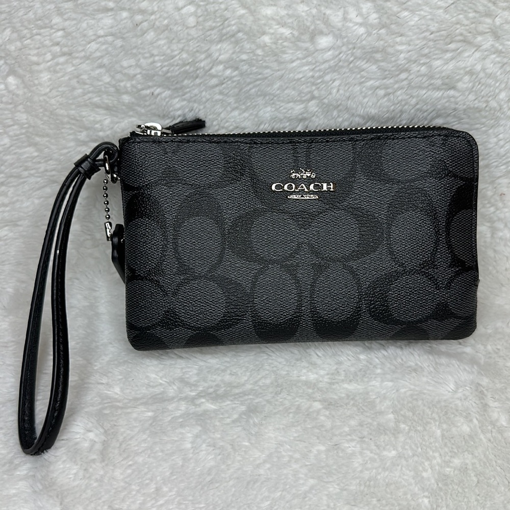 Coach double Zipper Wallet In Black
